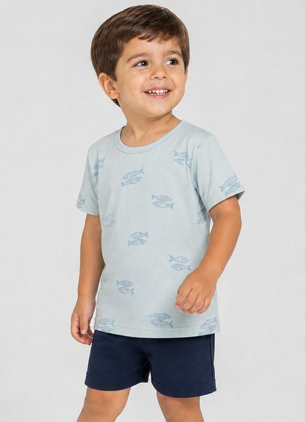 Conjunto Camiseta com Bermuda Infantil Azul