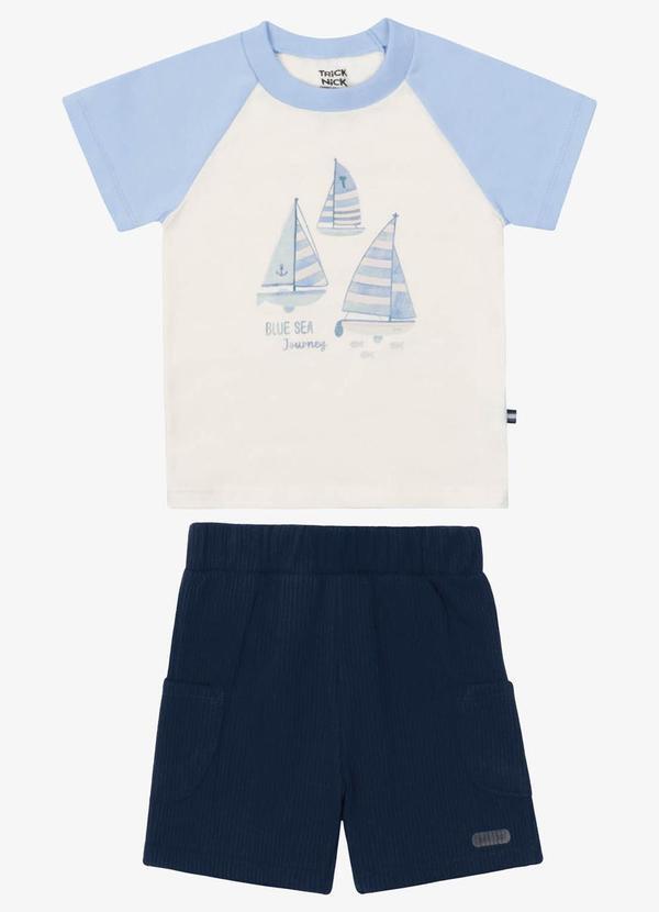 Conjunto Camiseta com Bermuda Infantil Azul
