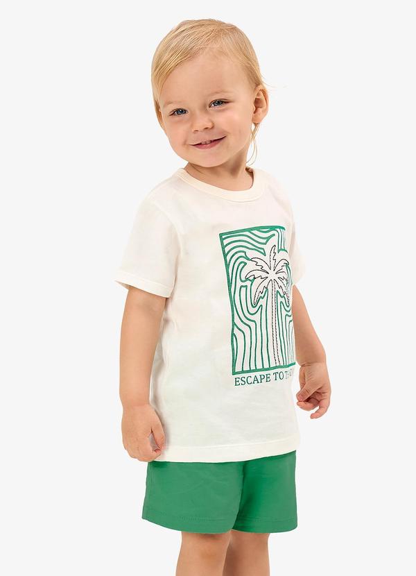 Conjunto Camiseta com Bermuda Infantil Bege