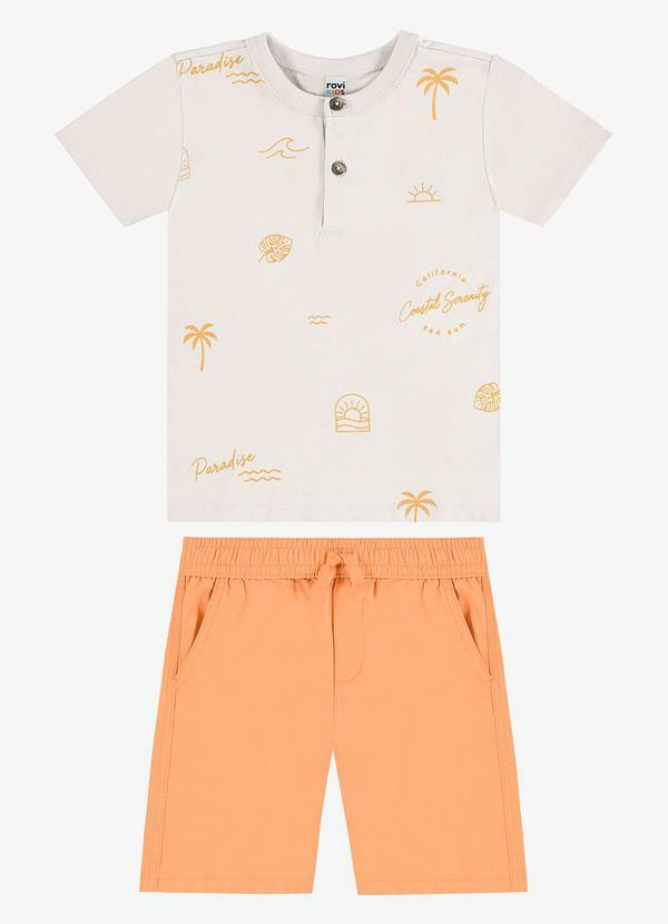 Conjunto Camiseta com Bermuda Infantil Bege