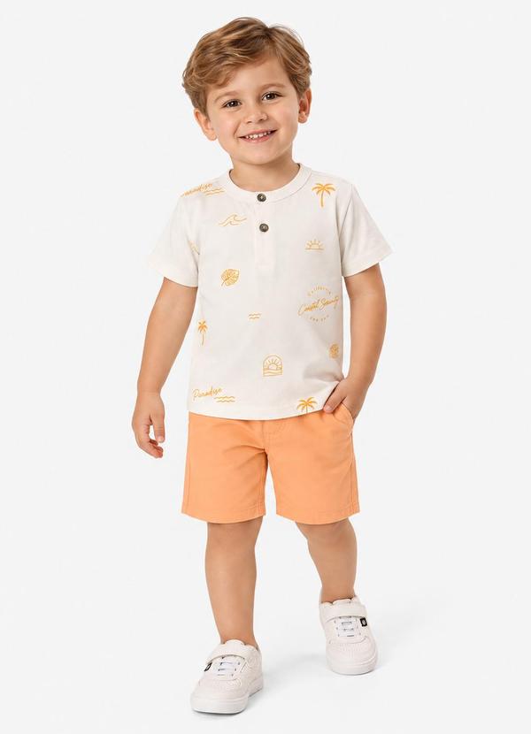 Conjunto Camiseta com Bermuda Infantil Bege