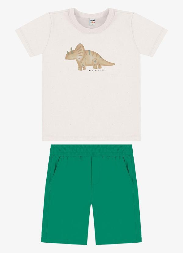 Conjunto Camiseta com Bermuda Infantil Bege