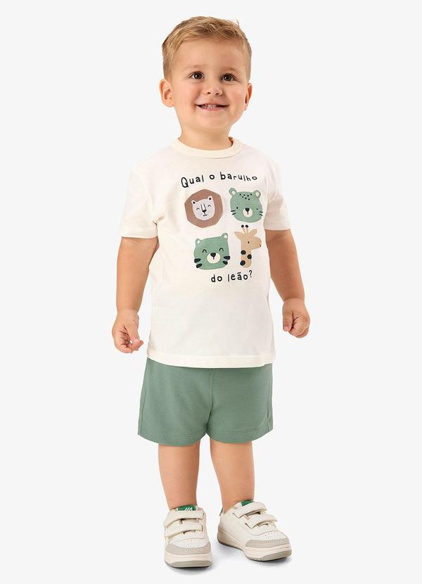 Conjunto Camiseta com Bermuda Infantil Bege