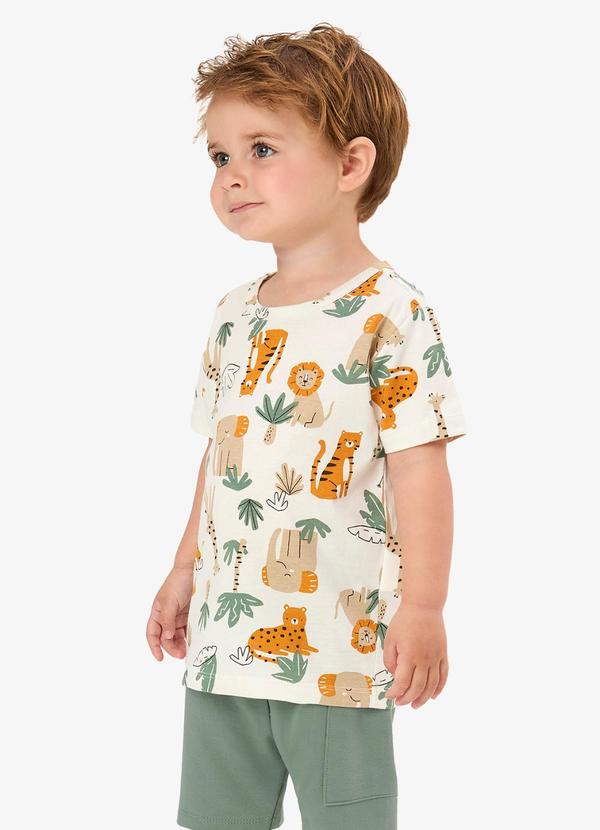 Conjunto Camiseta com Bermuda Infantil Bege