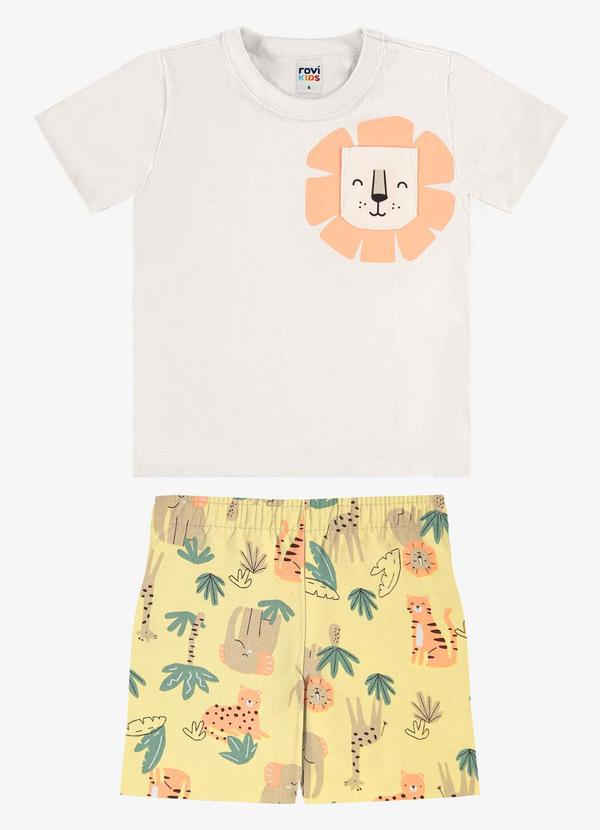 Conjunto Camiseta com Bermuda Infantil Bege