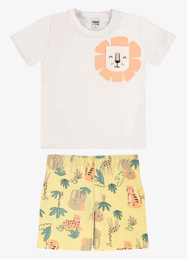 Conjunto Camiseta com Bermuda Infantil Bege