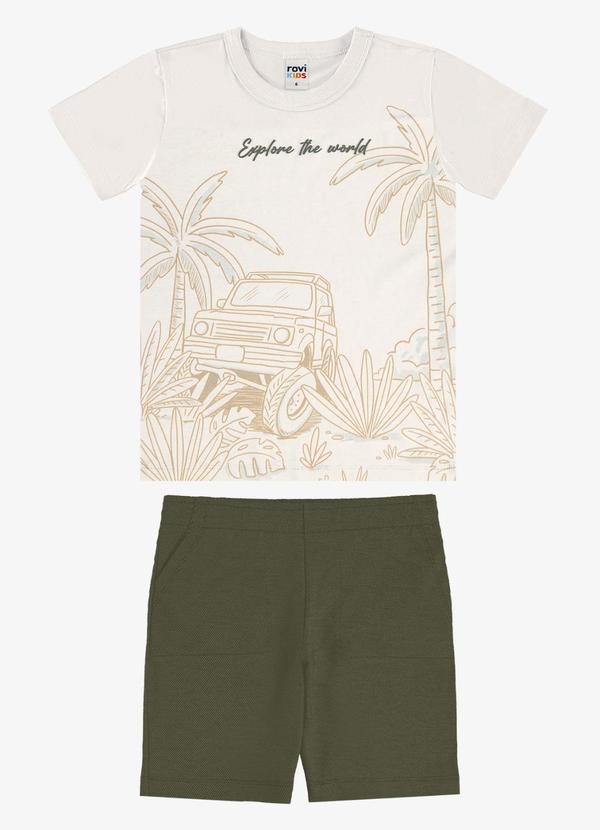 Conjunto Camiseta com Bermuda Infantil Bege