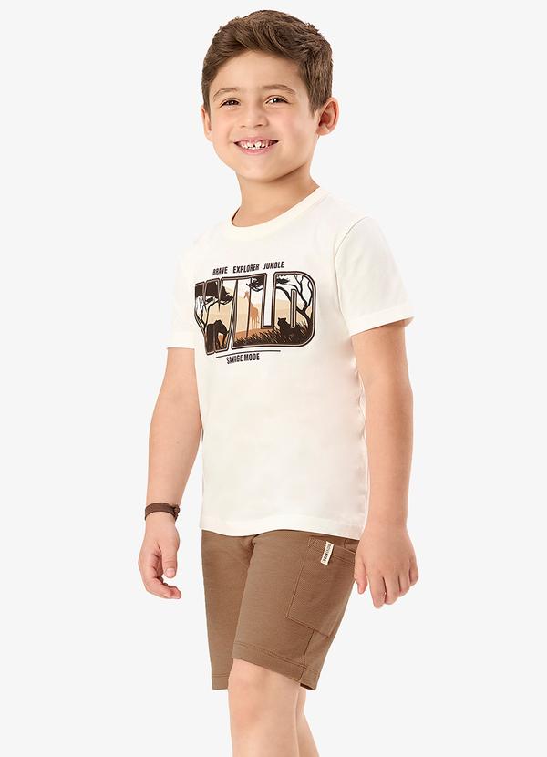 Conjunto Camiseta com Bermuda Infantil Bege