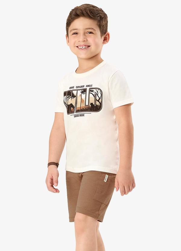 Conjunto Camiseta com Bermuda Infantil Bege