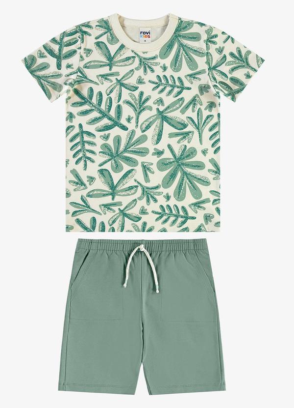 Conjunto Camiseta com Bermuda Infantil Bege