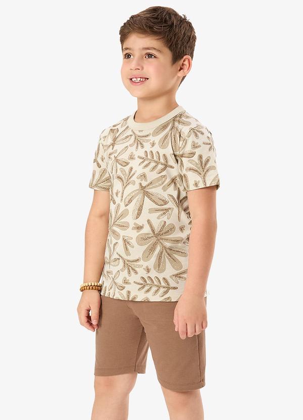 Conjunto Camiseta com Bermuda Infantil Bege