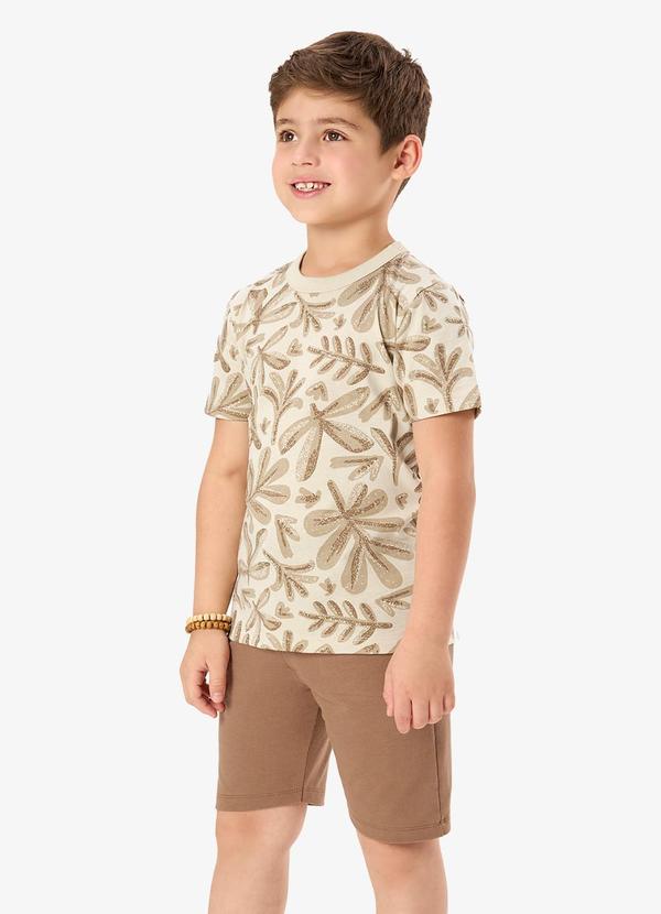 Conjunto Camiseta com Bermuda Infantil Bege