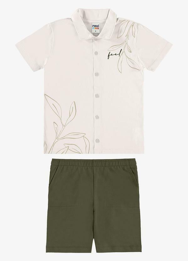 Conjunto Camiseta com Bermuda Infantil Bege