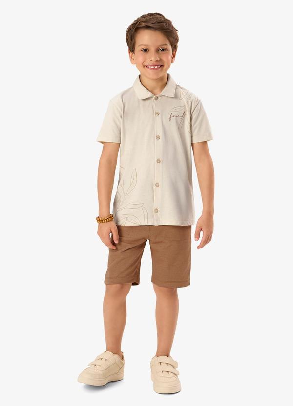 Conjunto Camiseta com Bermuda Infantil Bege