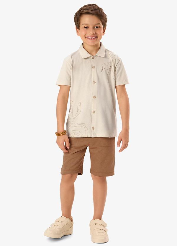 Conjunto Camiseta com Bermuda Infantil Bege