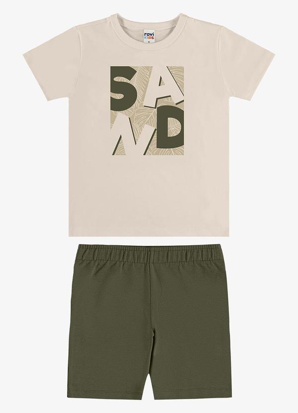 Conjunto Camiseta com Bermuda Infantil Bege