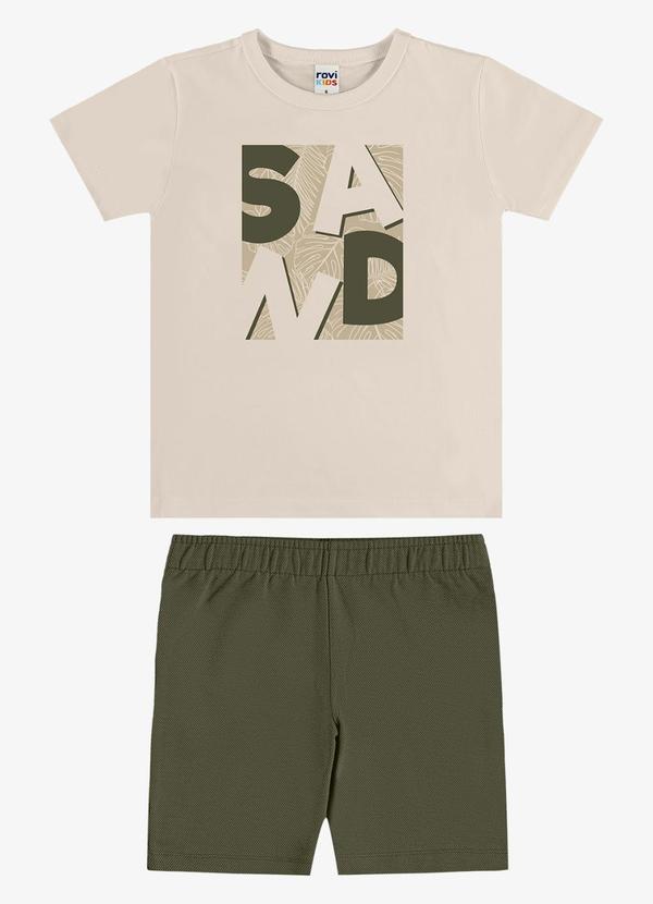 Conjunto Camiseta com Bermuda Infantil Bege