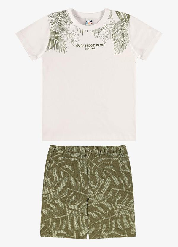 Conjunto Camiseta com Bermuda Infantil Bege