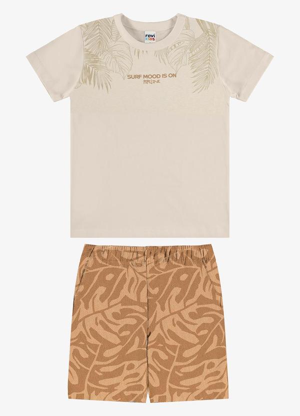 Conjunto Camiseta com Bermuda Infantil Bege