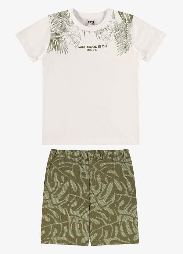 Conjunto Camiseta com Bermuda Infantil Bege