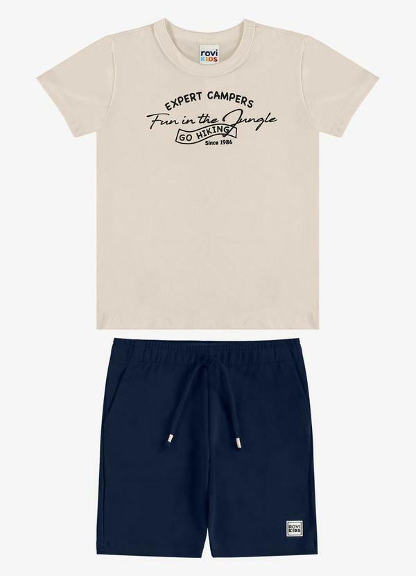 Conjunto Camiseta com Bermuda Infantil Bege