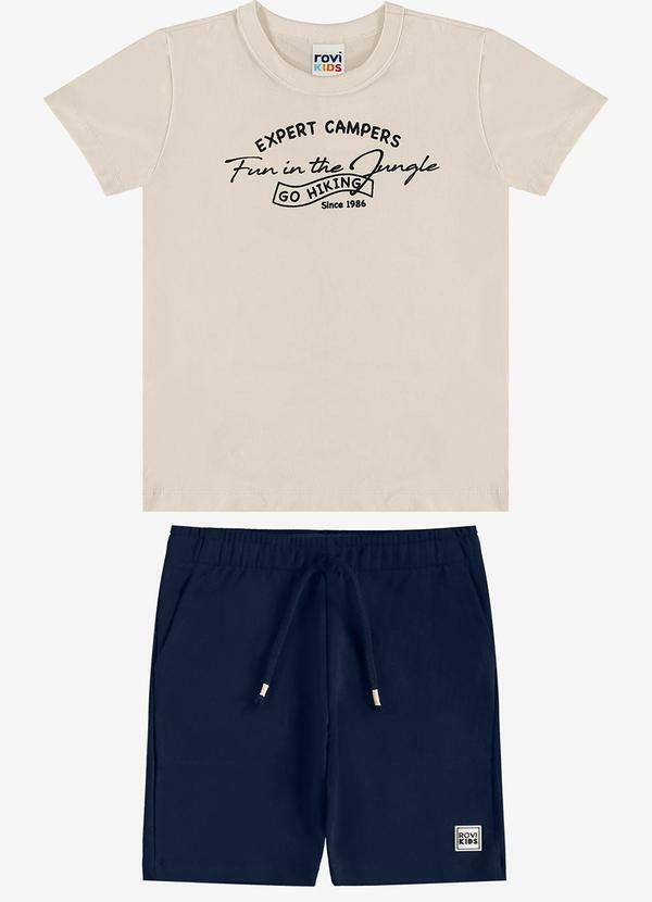 Conjunto Camiseta com Bermuda Infantil Bege