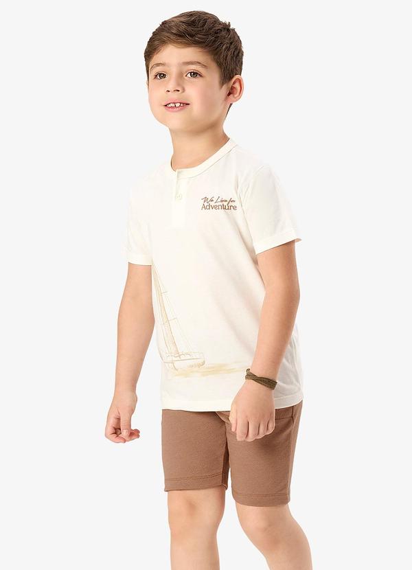 Conjunto Camiseta com Bermuda Infantil Bege