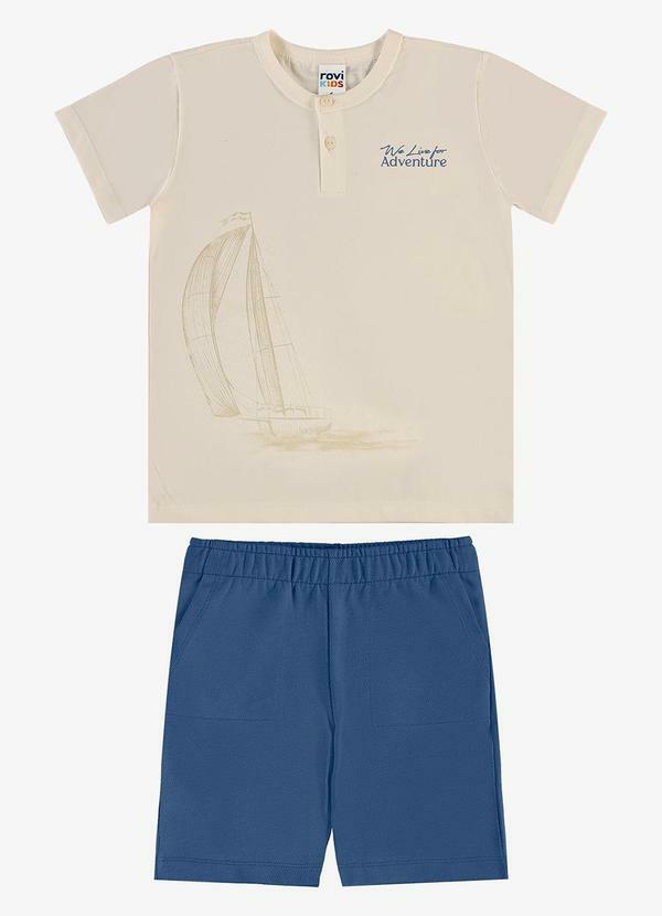 Conjunto Camiseta com Bermuda Infantil Bege