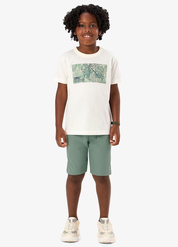 Conjunto Camiseta com Bermuda Infantil Bege