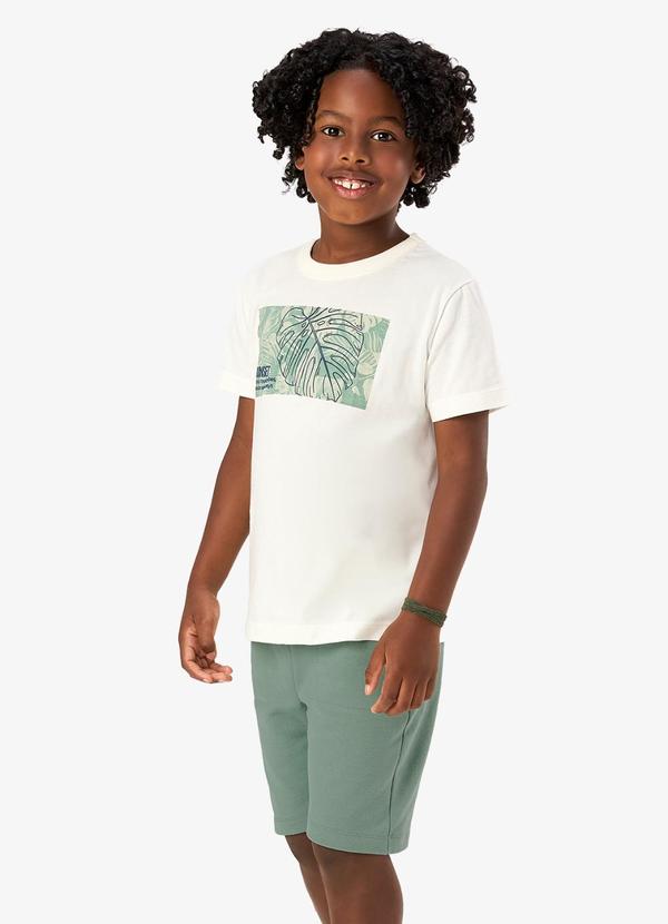 Conjunto Camiseta com Bermuda Infantil Bege