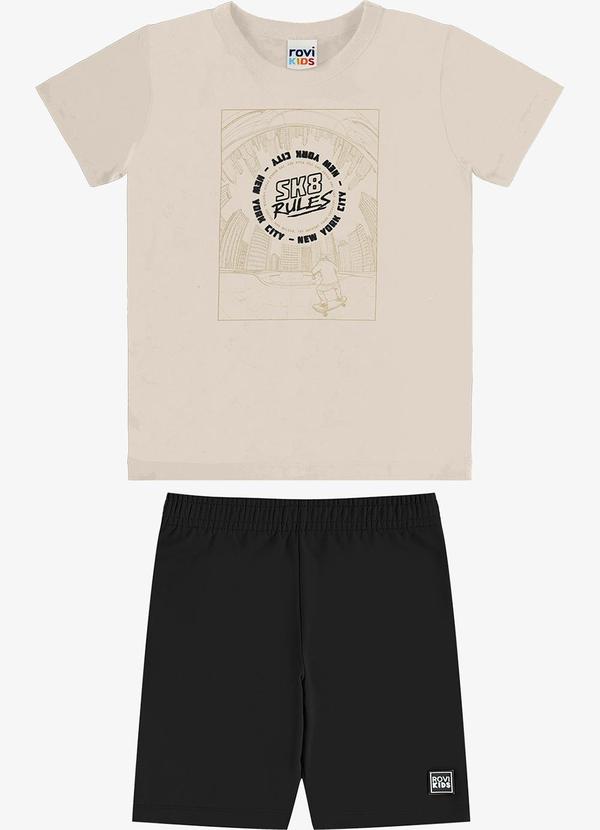 Conjunto Camiseta com Bermuda Infantil Bege