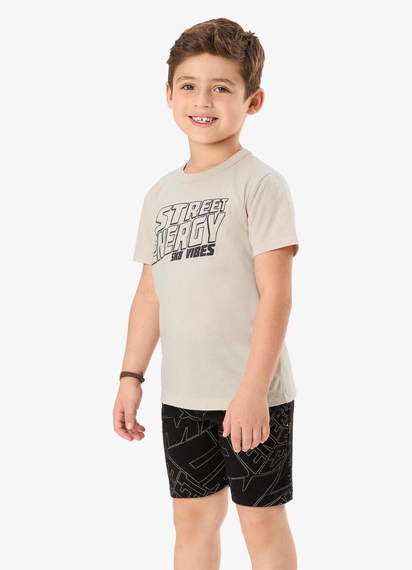 Conjunto Camiseta com Bermuda Infantil Bege
