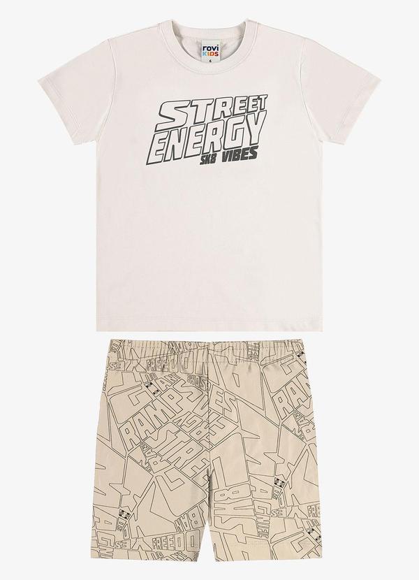 Conjunto Camiseta com Bermuda Infantil Bege