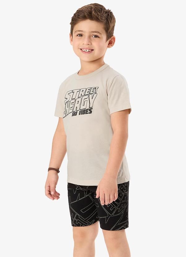 Conjunto Camiseta com Bermuda Infantil Bege
