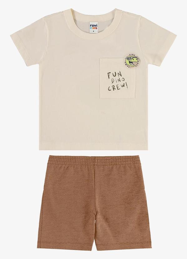Conjunto Camiseta com Bermuda Infantil Bege