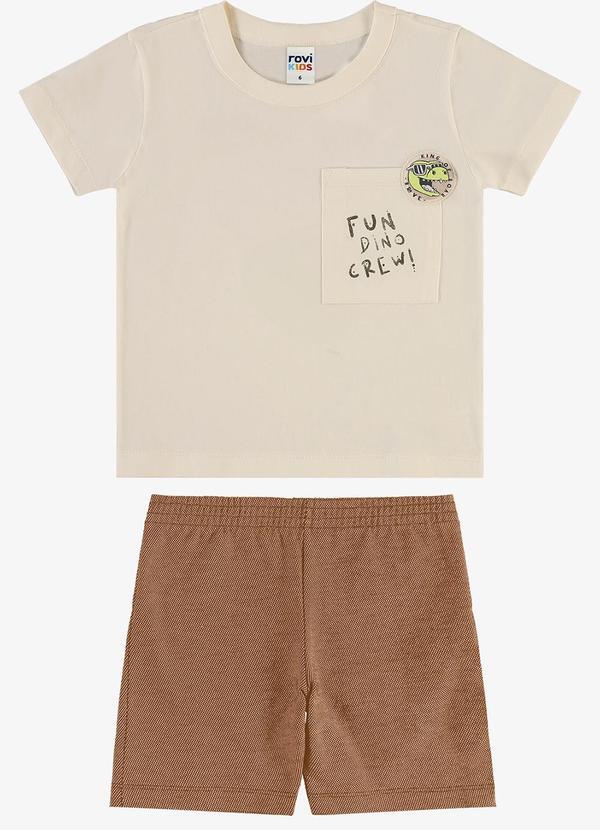 Conjunto Camiseta com Bermuda Infantil Bege