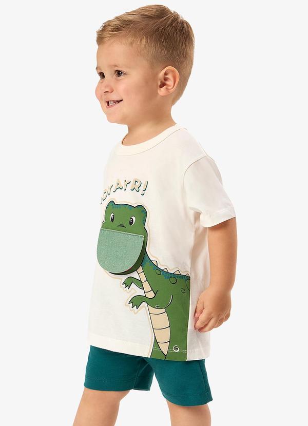 Conjunto Camiseta com Bermuda Infantil Bege
