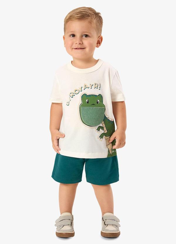 Conjunto Camiseta com Bermuda Infantil Bege