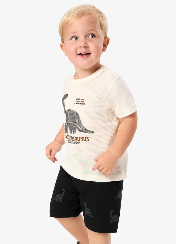 Conjunto Camiseta com Bermuda Infantil Bege