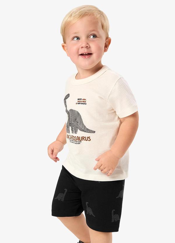Conjunto Camiseta com Bermuda Infantil Bege