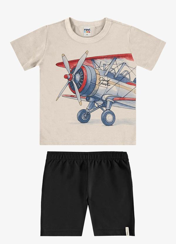 Conjunto Camiseta com Bermuda Infantil Bege