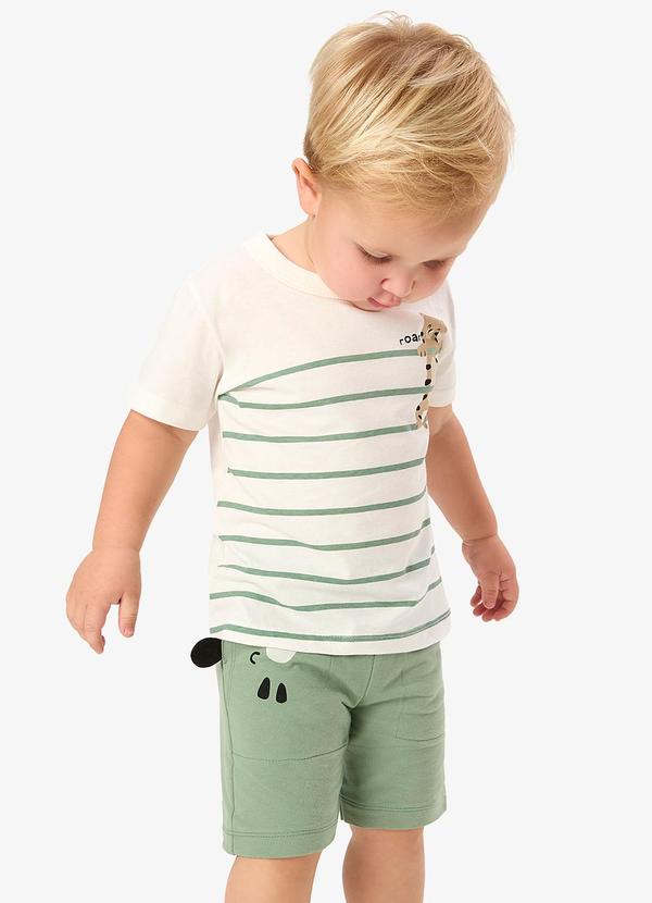 Conjunto Camiseta com Bermuda Infantil Bege