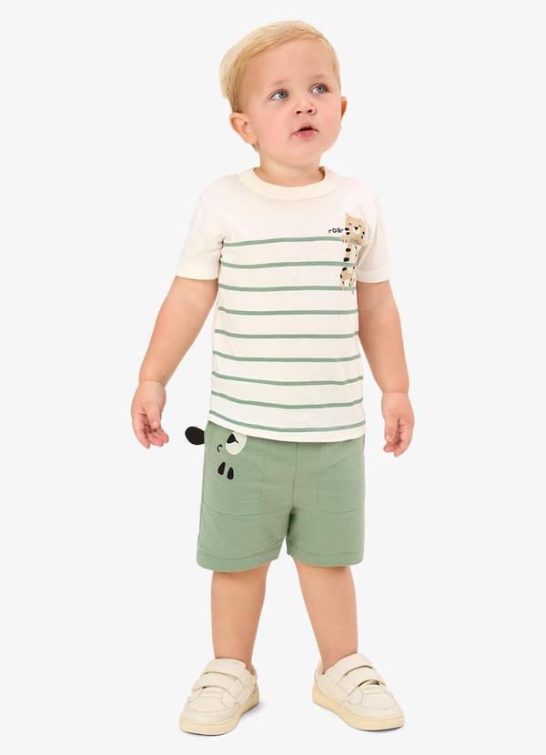 Conjunto Camiseta com Bermuda Infantil Bege