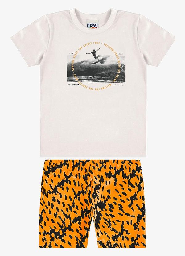 Conjunto Camiseta com Bermuda Infantil Bege