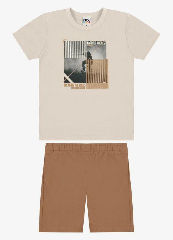 Conjunto Camiseta com Bermuda Infantil Bege