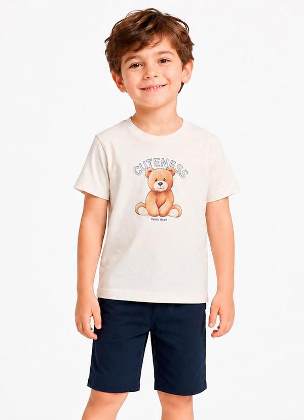 Conjunto Camiseta com Bermuda Infantil Bege