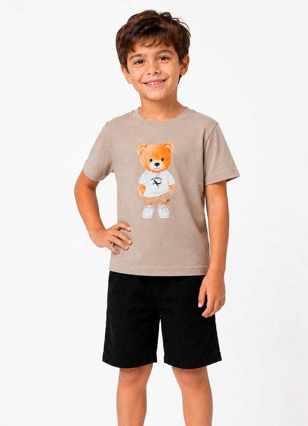 Conjunto Camiseta com Bermuda Infantil Bege