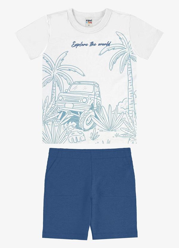 Conjunto Camiseta com Bermuda Infantil Branco