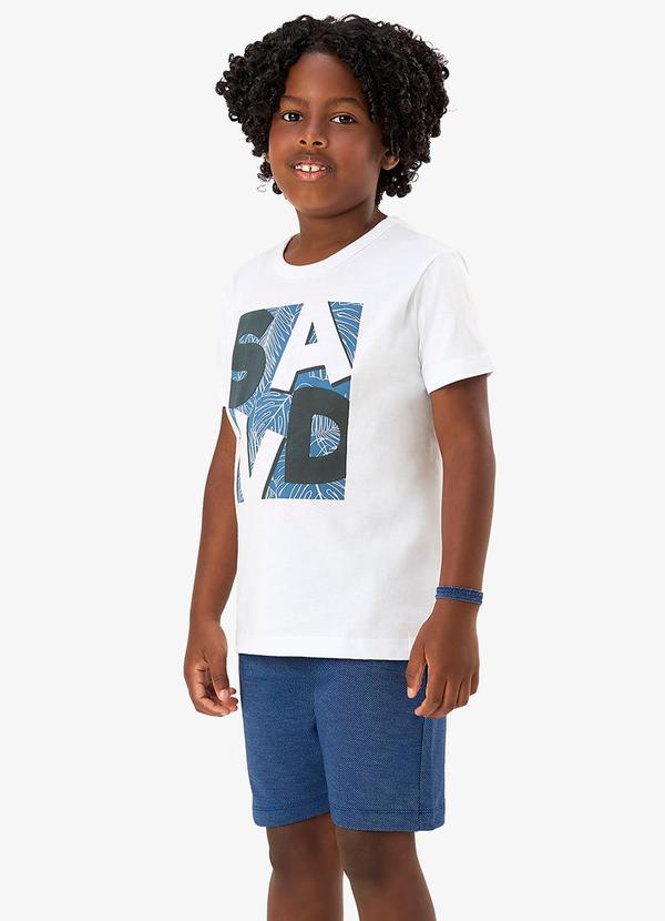 Conjunto Camiseta com Bermuda Infantil Branco
