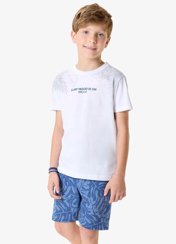 Conjunto Camiseta com Bermuda Infantil Branco